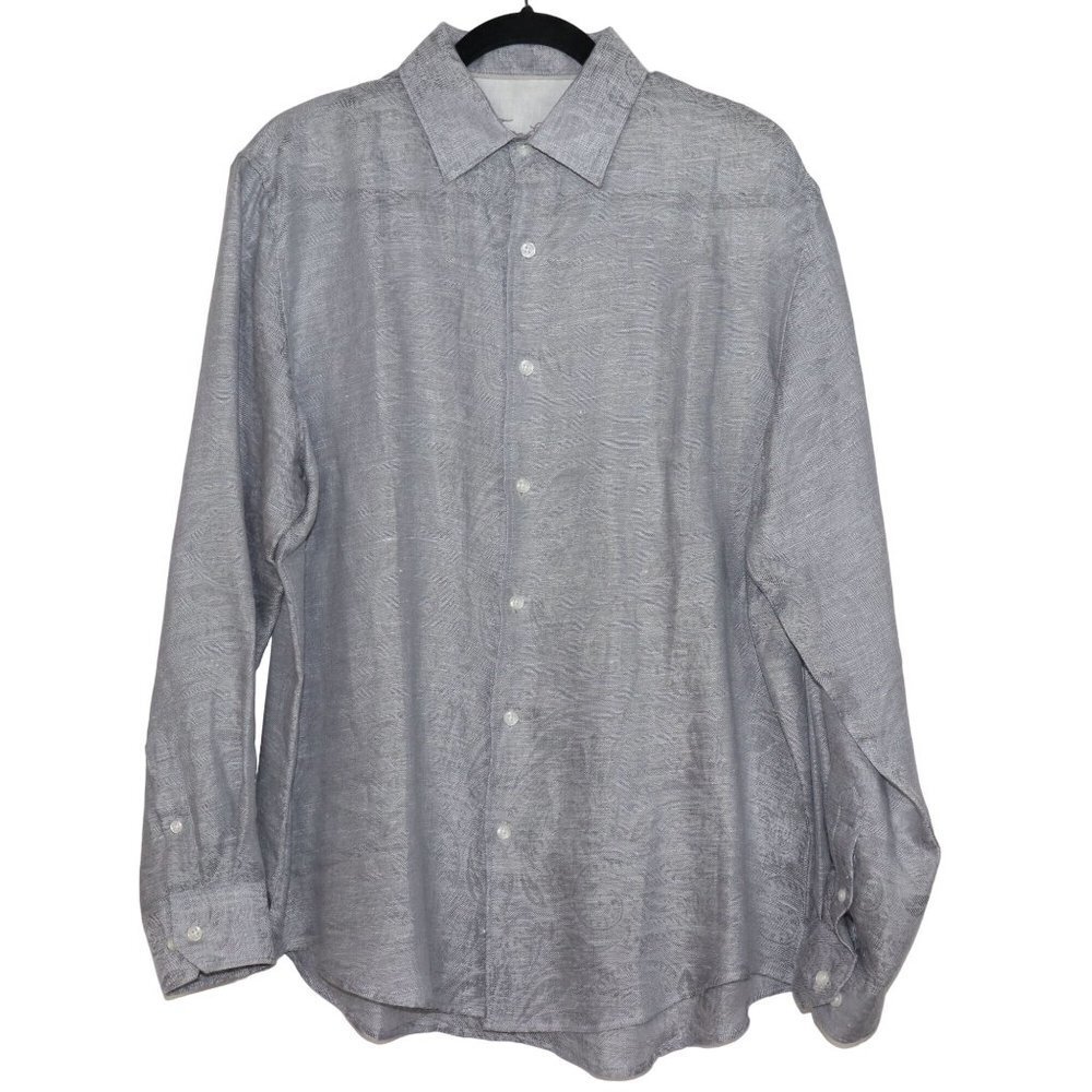 Tasso Elba 100% Linen Paisley Print Button Down Shirt